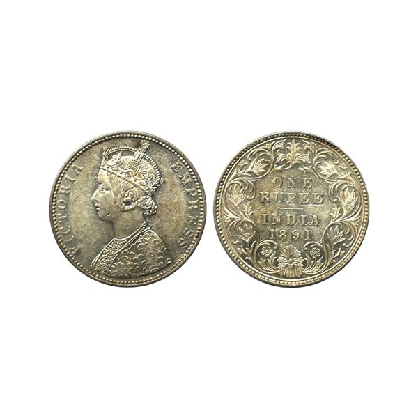 Victoria Empress, Silver Rupee, 1891, C2/I,