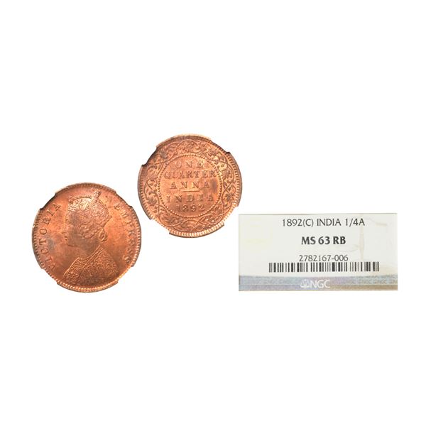 Victoria Empress, Copper, One Quarter Anna, 1892