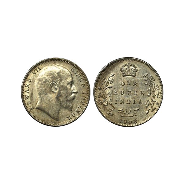 Edward VII, Silver Rupee, 1908