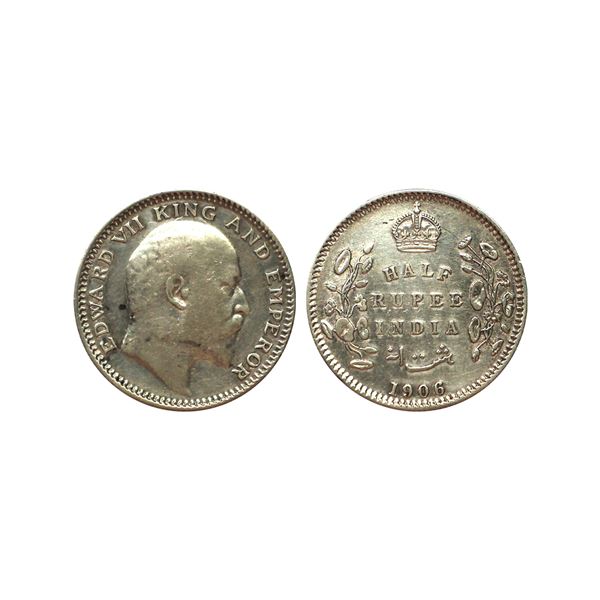 Edward VII, Silver 1/2 Rupee, 1906