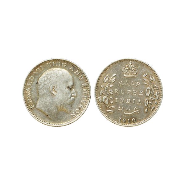 Edward VII, Silver 1/2 Rupee, 1910