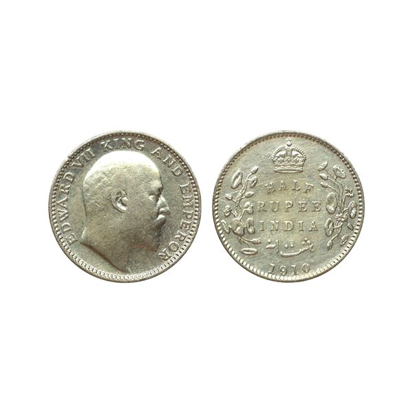 Edward VII, Silver 1/2 Rupee, 1910