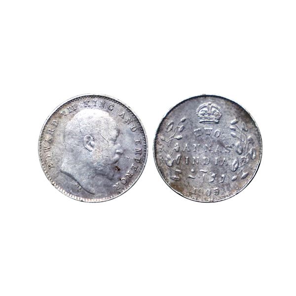Edward VII, Silver, Two Annas,1905