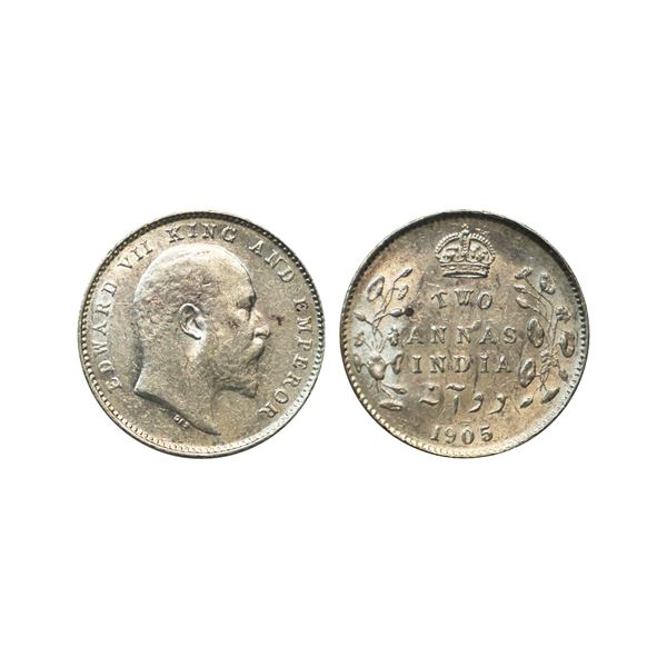 Edward VII, Silver 2 Annas,1905