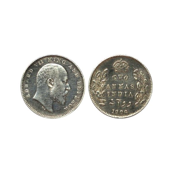 Edward VII, Silver 2 Annas, 1906