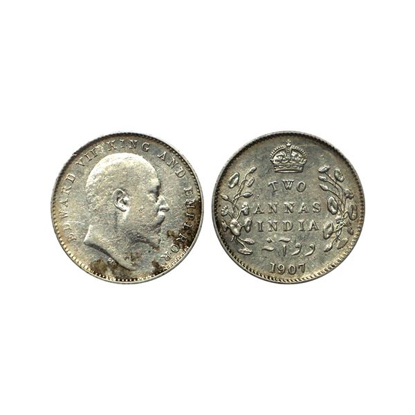 Edward VII, Silver 2 Annas, 1907