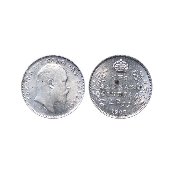 Edward VII, Silver, Two Annas,1907