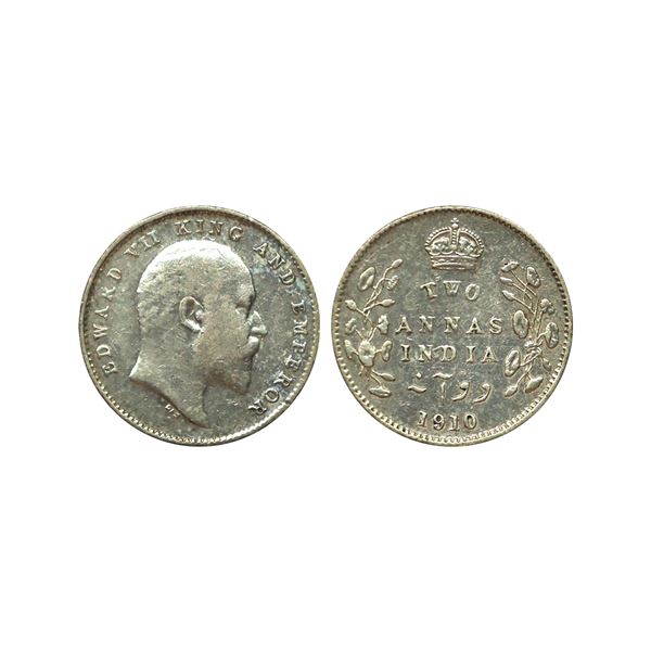 Edward VII, Silver 2 Annas, 1910