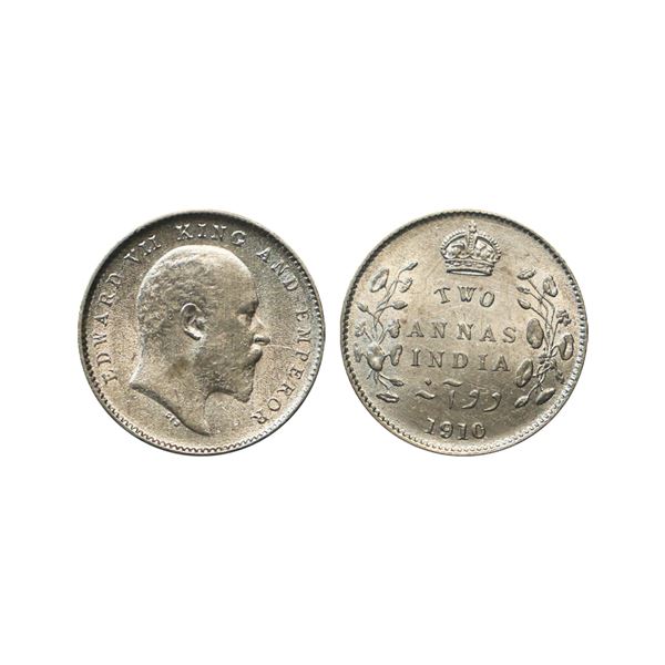 Edward VII, Silver 2 Annas,1910,