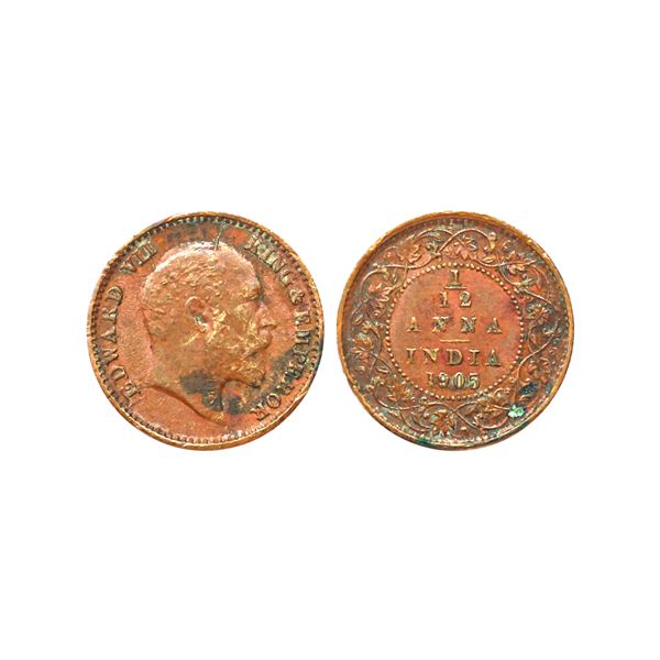 Edward VII, Copper 1/12 Anna, 1905