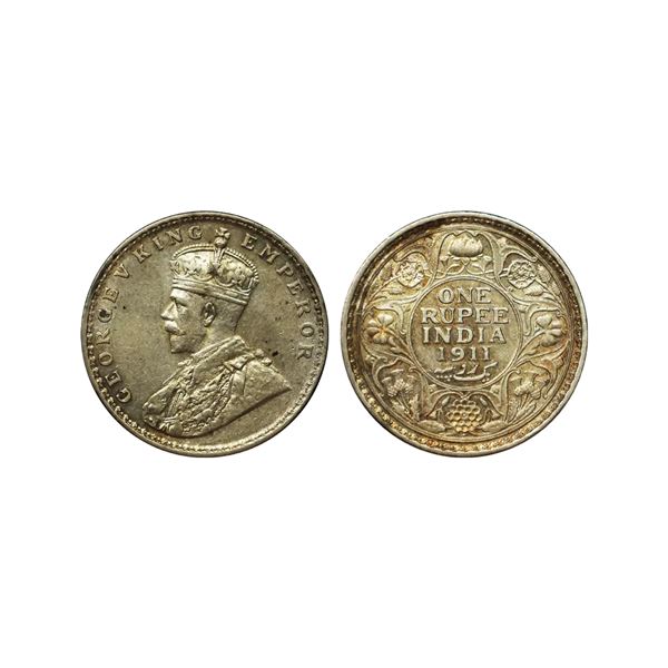 George V King Emperor, Silver Rupee, 1911