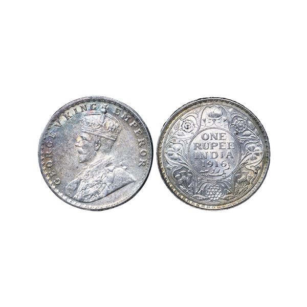 George V King Emperor, Silver Rupee, 1916 Bombay Mint