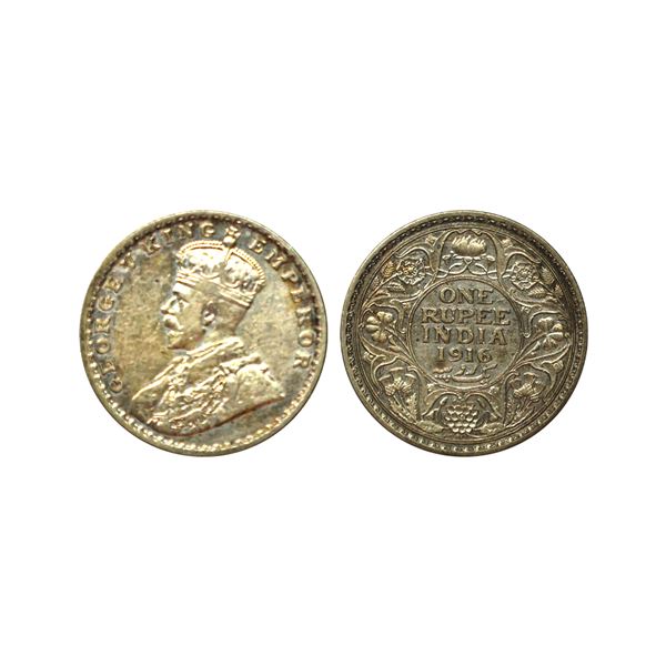 George V King Emperor, Silver Rupee, 1916