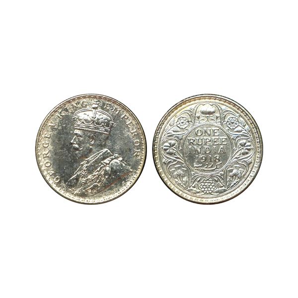 George V King Emperor, Silver Rupee, 1918
