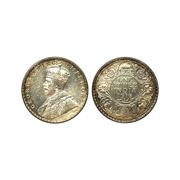 George V King Emperor, Silver Rupee, 1919