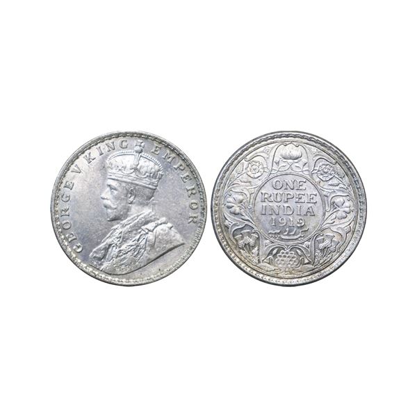 George V King Emperor, Silver Rupee, 1919 Bombay Mint