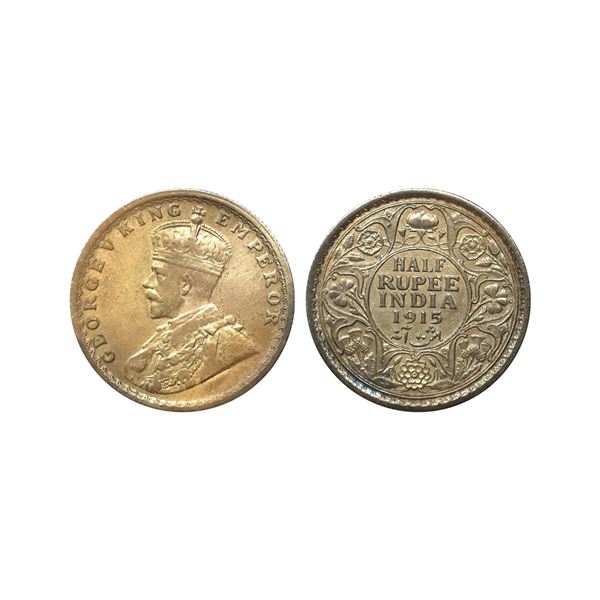 George V King Emperor, Silver 1/2 Rupee, 1915
