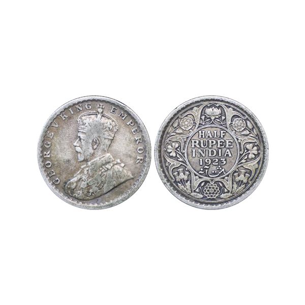 George V King Emperor, Silver 1/2 Rupee, 1923