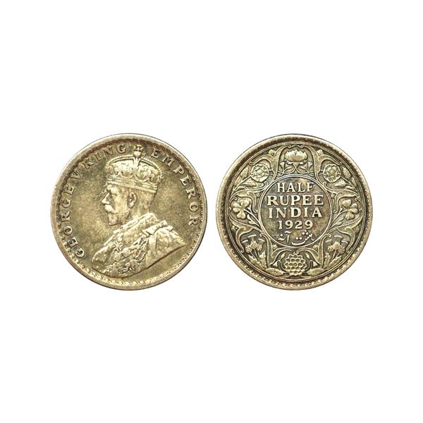 George V King Emperor, Silver 1/2 Rupee, 1929