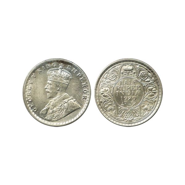 George V King Emperor, Silver 1/2 Rupee, 1929