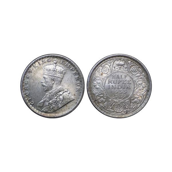 George V King Emperor, Silver 1/2 Rupee, 1933
