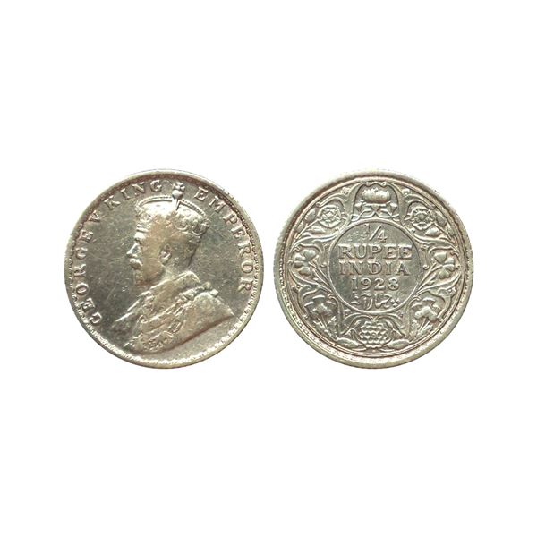 George V King Emperor, Silver 1/4 Rupee, 1928