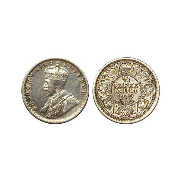 George V King Emperor, Silver 1/4 Rupee, 1930