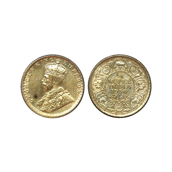 George V King Emperor, Silver 1/4 Rupee, 1936