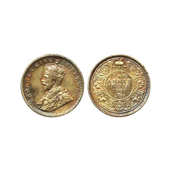 George V King Emperor, Silver 2 Annas, 1911