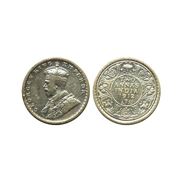 George V King Emperor, Silver 2 Annas, 1912,