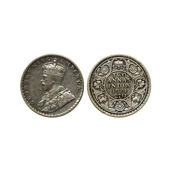 George V King Emperor, Silver 2 Annas, 1914