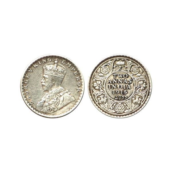 George V King Emperor, Silver 2 Annas, 1915