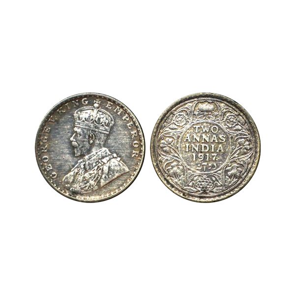 George V King Emperor, Silver 2 Annas, 1917