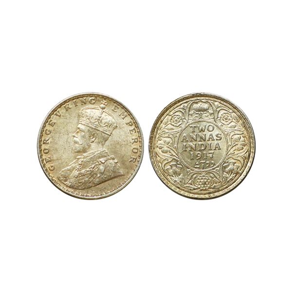 George V, Silver 2 Annas, 1917
