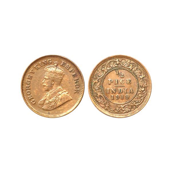 George V King Emperor, Bronze 1/2 Pice, 1919