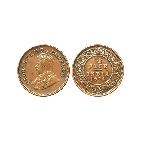 George V King Emperor, Bronze 1/2 Pice, 1924
