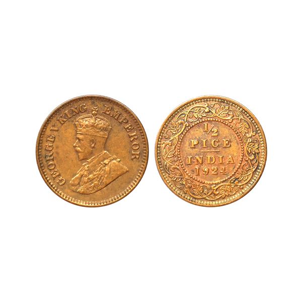 George V King Emperor, Bronze 1/2 Pice, 1924