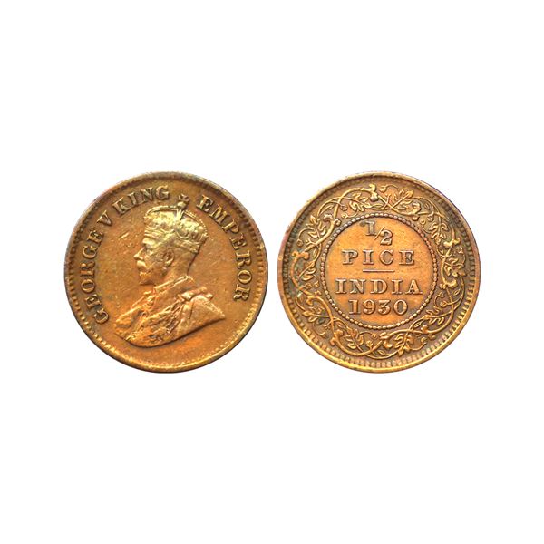 George V King Emperor, Bronze 1/2 Pice, 1930