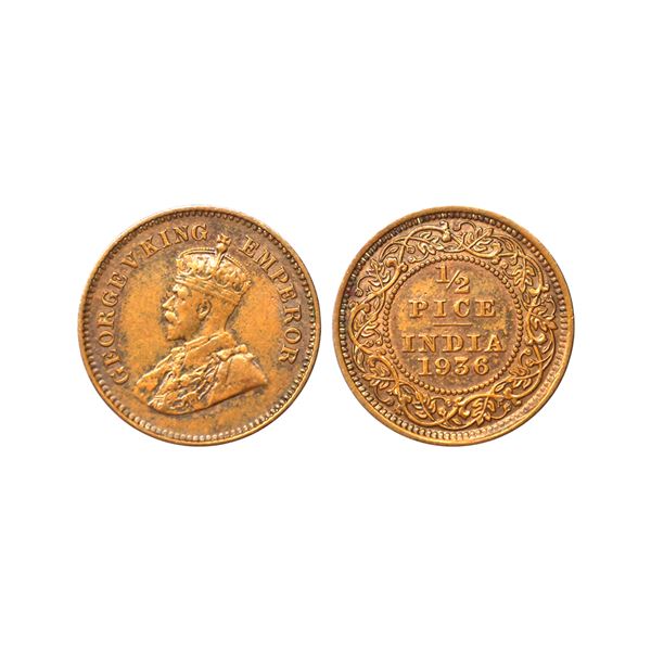 George V King Emperor, Bronze 1/2 Pice, 1936