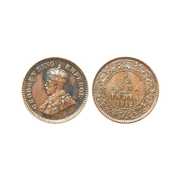 George V King Emperor, Bronze 1/12 Anna, 1912