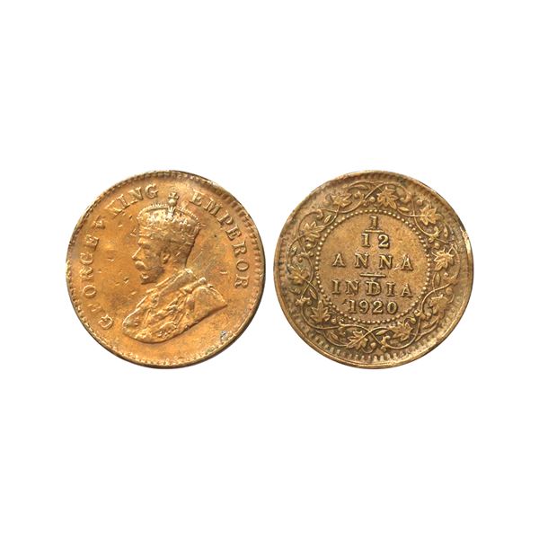 George V King Emperor, Bronze 1/12 Anna, 1920