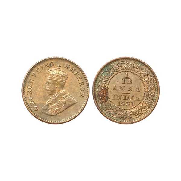 George V King Emperor, Bronze 1/12 Anna, 1931