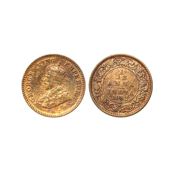 George V King Emperor, Bronze 1/12 Anna, 1932