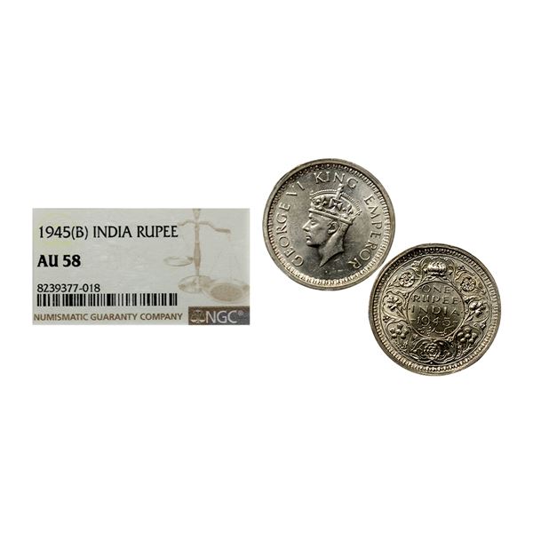 George VI King Emperor, 52% Silver Rupee, 1945