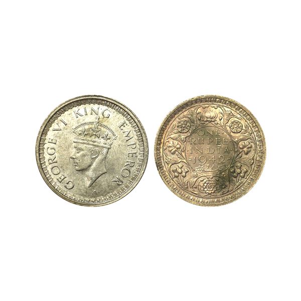 George VI, 52% Silver Rupee, 1942