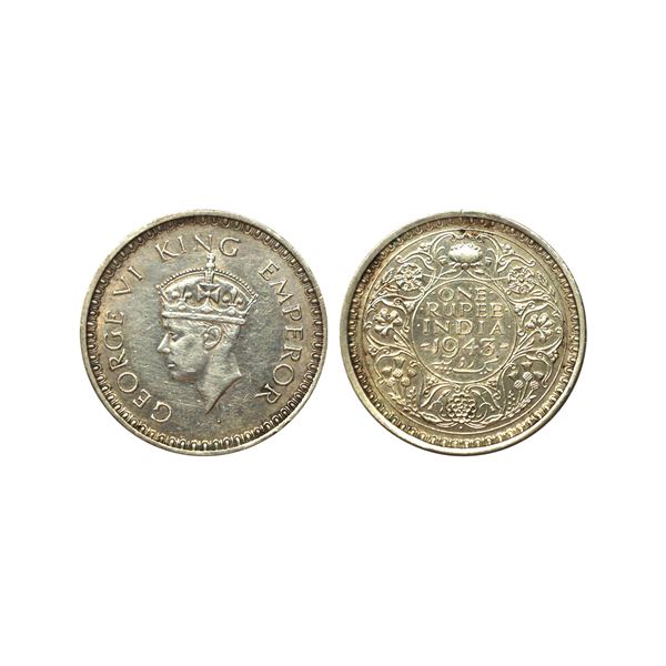 George VI, 52% Silver Rupee, 1943