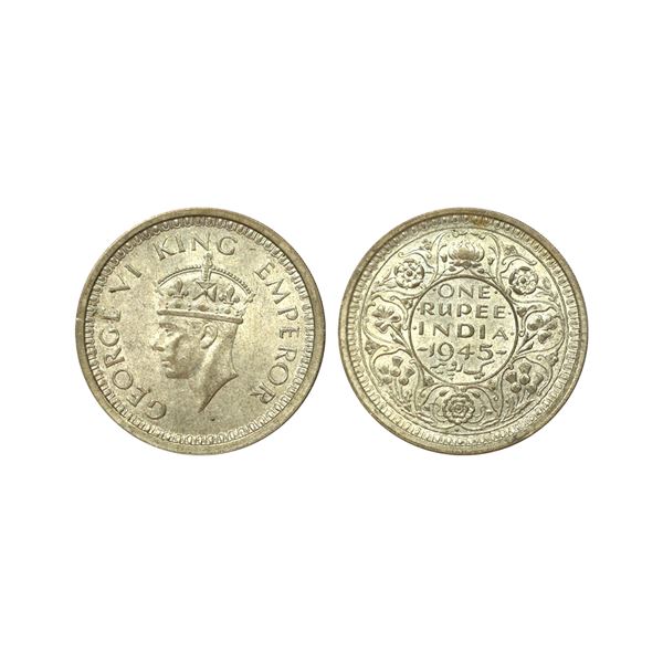 George VI, 52% Silver Rupee, 1945