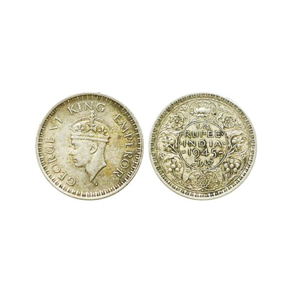 George VI King, 52% Silver 1/2 Rupee, 1945