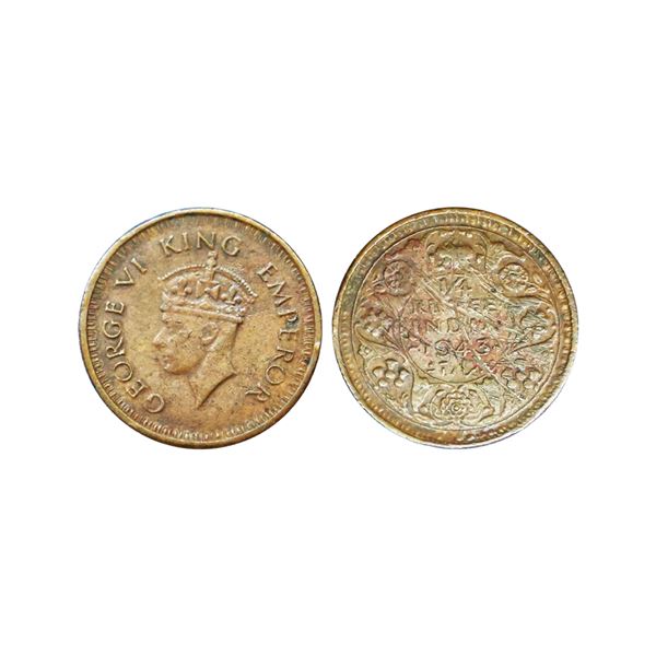 George VI King Emperor, 1/4 Rupee, 1943