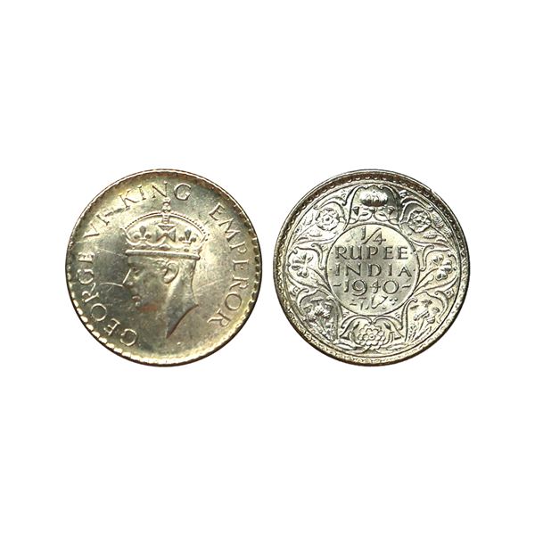 George VI, 52% Silver 1/4 Rupee, 1940